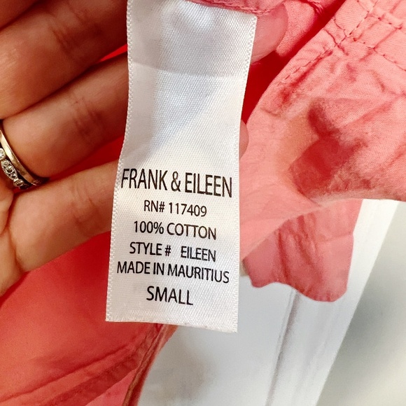 Frank & Eileen EILEEN Relaxed Button-Up Shirt Salmon Pink size S 100% cotton - Picture 5 of 5